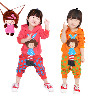  春装新款韩版儿童运动服套装两件套女童休闲可爱童装特价包邮