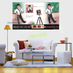  【 免费设计】定制超薄儿童写真电子万年历数码LED挂钟部分省包邮