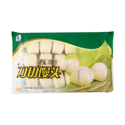五丰刀切馒头450g(18只) 早餐 面点 方便速食 速冻食品