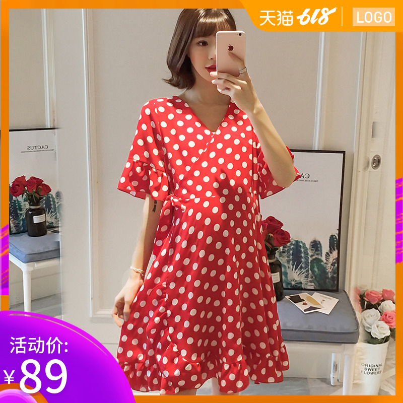 孕婦哺乳裙夏季外穿韓版波點雪紡連衣裙中長款短袖夏裝上衣懷孕期在類目 孕婦裝/孕產婦用品/營養, 孕婦裝, 連衣裙中 - 來自Buy2taobao.com提供專業的淘寶代購服務