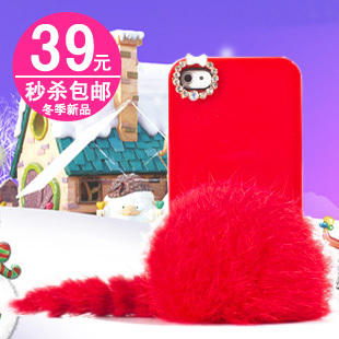  iphone4手机壳 新款 苹果4S手机壳 正品 可爱 毛绒外壳保护套潮女