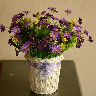  欧式整体花艺家居装饰花绢花假花仿真花套装客厅装饰品配藤编花筐