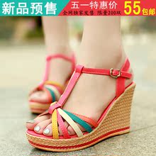 Soled sandals 2013 summer new Korean thick with Miss Gao Gen wedge sandals Roman fish head shoes