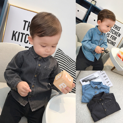辰辰妈男婴童牛仔衬衣 婴儿牛仔衬衫男长袖1岁女宝宝休闲上衣春秋