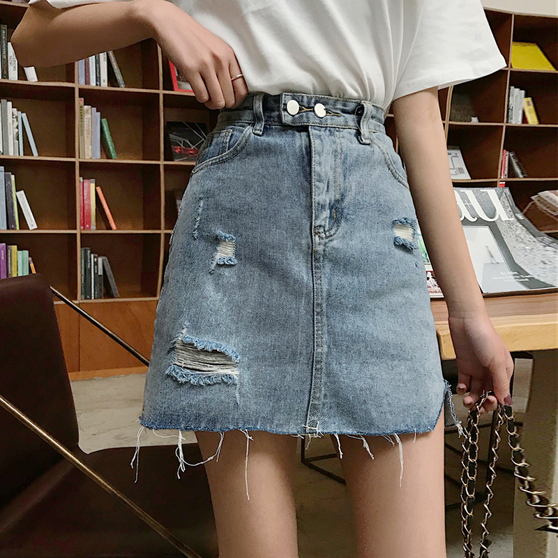 Net Red cowboy skirt chic2019 summer new pattern Easy hole washing Paige Short skirtin the Women's clothing/Boutique , Skirts category - from Buy2taobao.com to provide professional Taobao agent buy service