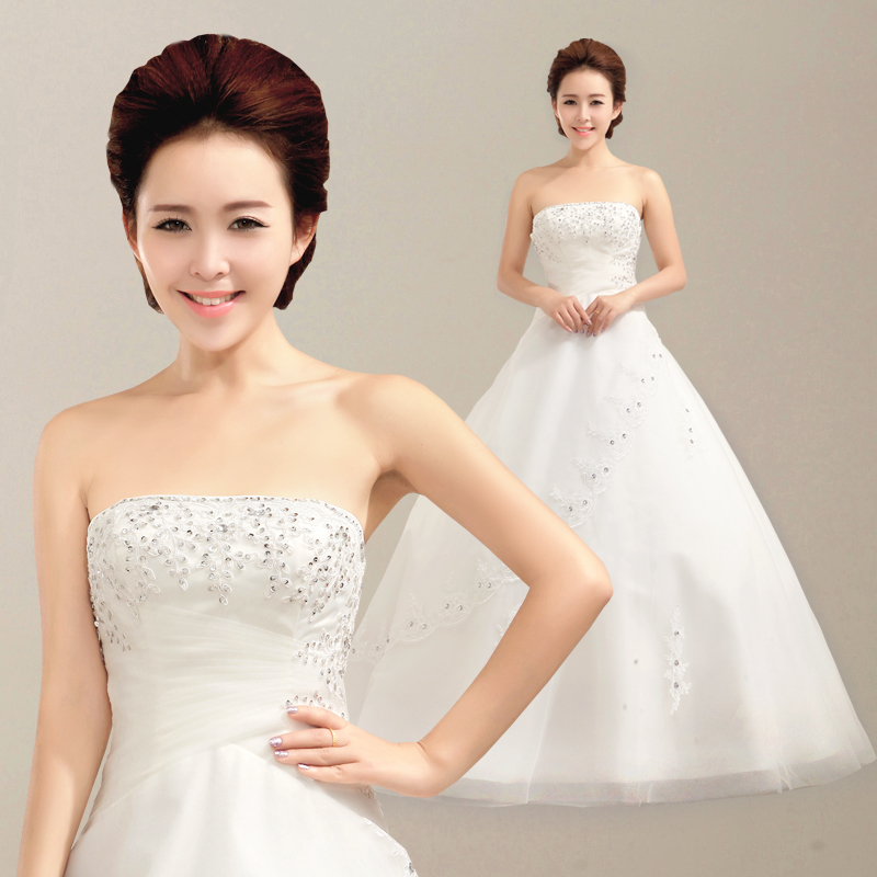 婚纱礼服 新款2013 抹胸绑带齐地婚纱韩版公主大拖尾新娘结婚婚纱 婚纱礼服 新款2013 抹胸绑带齐地婚纱韩版公主大拖尾新娘结婚婚纱
