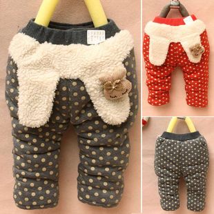  宝宝休闲裤婴儿童保暖裤小女童加绒棉裤冬装加厚长裤子可开裆冬裤