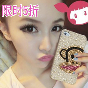  大嘴猴子iphone4s三星手机壳美容贴钻diy水钻装饰品珍珠材料包
