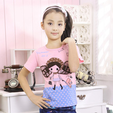 Children's clothing girls summer 2013 children's short-sleeved t-shirt girls big boy cotton t-shirt Korean