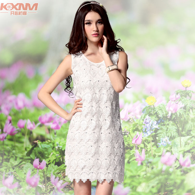 开心柠檬2013夏季新款裙子韩版连衣裙镂空 钩