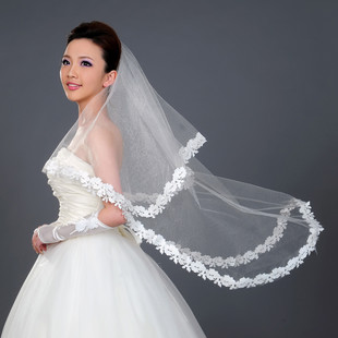 特價 結婚頭紗新娘頭紗結婚頭紗電腦花邊米白色頭紗在類目 服飾配件/皮帶/帽子/圍巾, 婚紗禮服配件, 頭紗中 - 來自Buy2taobao.com提供專業的淘寶代購服務