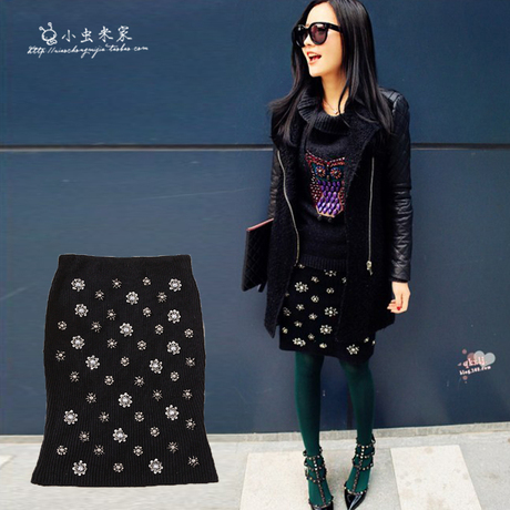 小虫米家 呛口小辣椒同款秋冬季新款黑色钉珠