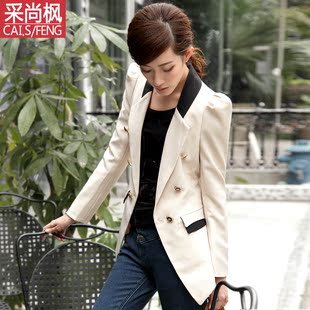  采尚枫春装新款女装韩版小西装外套女士休闲耸肩修身短款西服