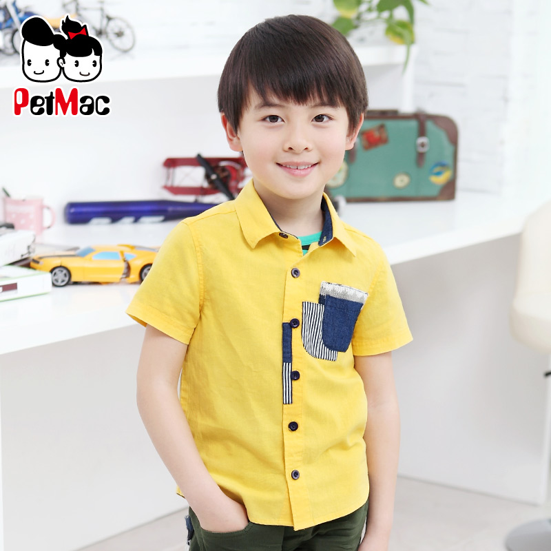 儿童衬衫男短袖衬衫...