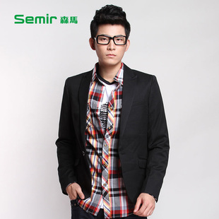  森马semir 春秋装新品男装时尚休闲修身型西服棉质外套 包邮