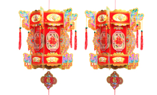  一对精美纸雕剪纸宫灯 全福两只灯笼 每只OPP单独包装 纸灯笼