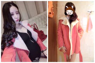 ayomi心霓儿同款 少女时代款 休闲百搭 羊羔绒 机车皮衣外套 棉衣