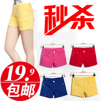 Summer dress new plus size ladies stretch skinny jeans girl Korean version flows in summer color Candy-colored shorts shorts hot pants
