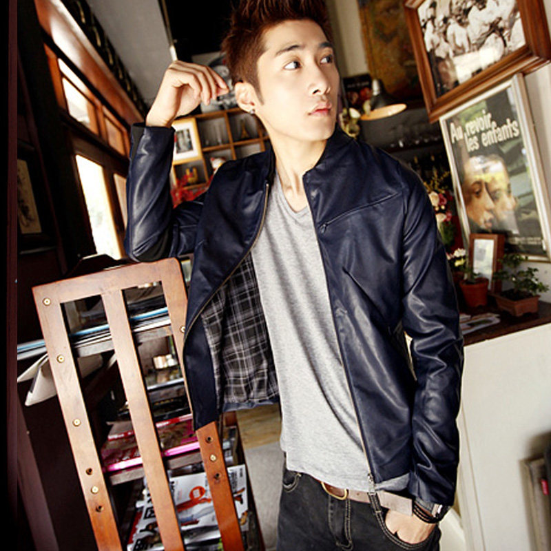 Man's leather 2013 spring new styles imitating parchment Korean tide men's casual jackets promoted men's PU leather jacket