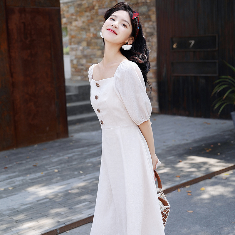 连衣裙女夏季2019新款初恋裙一字肩韩版中长款少女小清新复古裙子在类目 女装/女士精品, 连衣裙中 - 来自Buy2taobao.com提供专业的淘宝代购服务