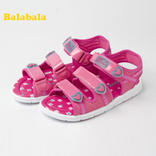  巴拉巴拉夏新款童装鞋子 魔术贴镂空女中童沙滩儿童凉鞋 正品