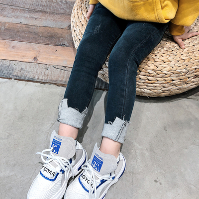 2018秋装新款童装女童牛仔裤儿童修身小脚长裤宝弹力铅笔打底裤 1