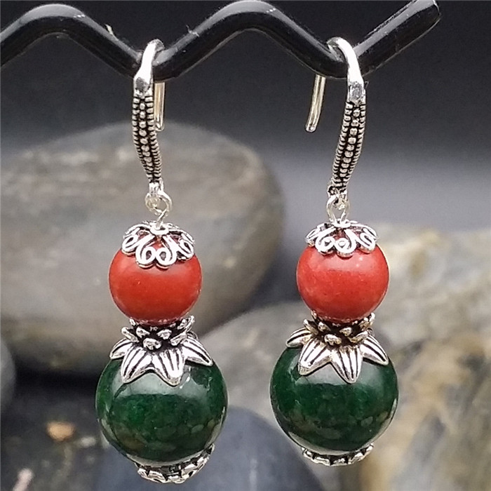 Sterling Silver Earrings Earrings natural Emerald jade Dry Green Citroen Health natural Cinnabar Earrings Ear Studs Earloop Backingin the Accessories/Fashion Jewelry, Earring , Earring category - from Buy2taobao.com to provide professional Taobao agent buy service