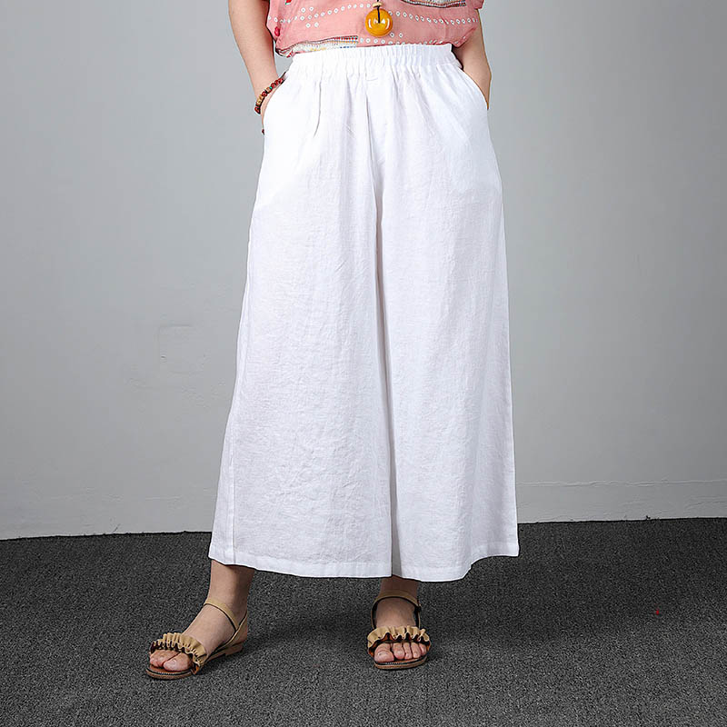 纯亚麻女士阔腿裤2019夏季新款白色休闲亚麻裤子大码文艺长款裤子|ruв категории Женская одежда, брюки, брюки - от Buy2taobao.com для оказания профессиональной услуги покупки агента Taobao