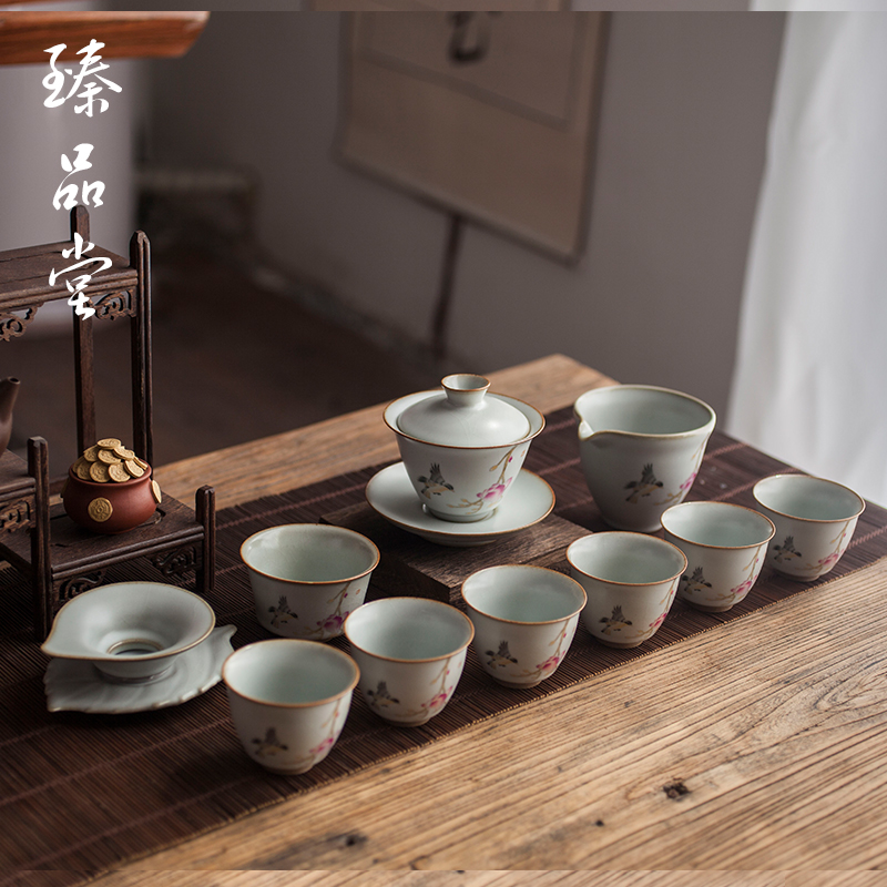 複古汝窯功夫茶具套裝 家用汝瓷冰裂開片蓋碗茶杯 整套送禮禮盒裝在類目 餐飲具, 茶具, 功夫茶具中 - 來自Buy2taobao.com提供專業的淘寶代購服務