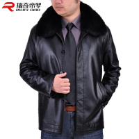 2013新款男装<em>中年男士皮外套皮夹克</em>冬装大码