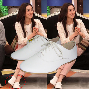  春新款韩国复古英伦风系带小白鞋牛皮牛津鞋真皮平底单鞋女鞋