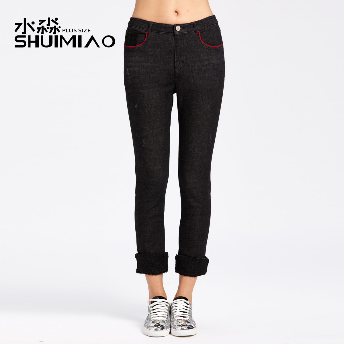 Shuimiao 2018 Autumn and winter new pattern Large trousers Fat sister thickening Pencil Pants cowboy Casual pants 2396in the Women's clothing/Boutique , Large size women category - from Buy2taobao.com to provide professional Taobao agent buy service