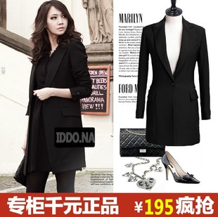  春秋冬装新款韩版修身女士小西装西服休闲正装 中长款西装外套女