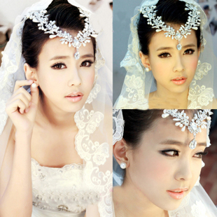  韩式水钻珍珠新娘皇冠头饰结婚额饰短发新娘头饰套装头冠造型饰品