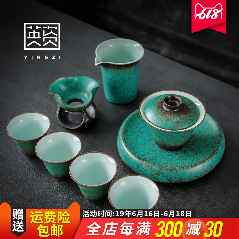 英资 功夫茶具套装 家用盖碗茶杯整套陶瓷茶道日式简约泡茶器小号在类目 餐饮具, 茶具, 功夫茶具中 - 来自Buy2taobao.com提供专业的淘宝代购服务