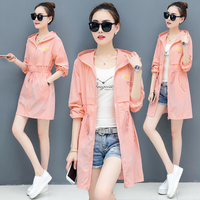 Sunscreen Mid length version Large leisure time Korean Edition Versatile ventilation coat Thin section letter Hooded 8in the Women's clothing/Boutique , Lace shirt/Chiffon shirt category - from Buy2taobao.com to provide professional Taobao agent buy service