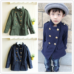  年新款儿童装女童外套春秋装男童风衣外套韩版风衣双排扣大衣