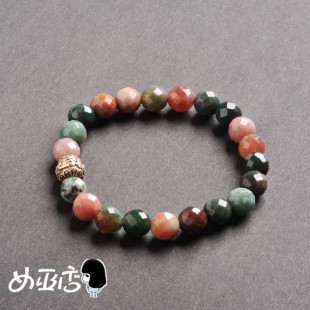  五彩玛瑙配开光六字真言佛珠 招财利器