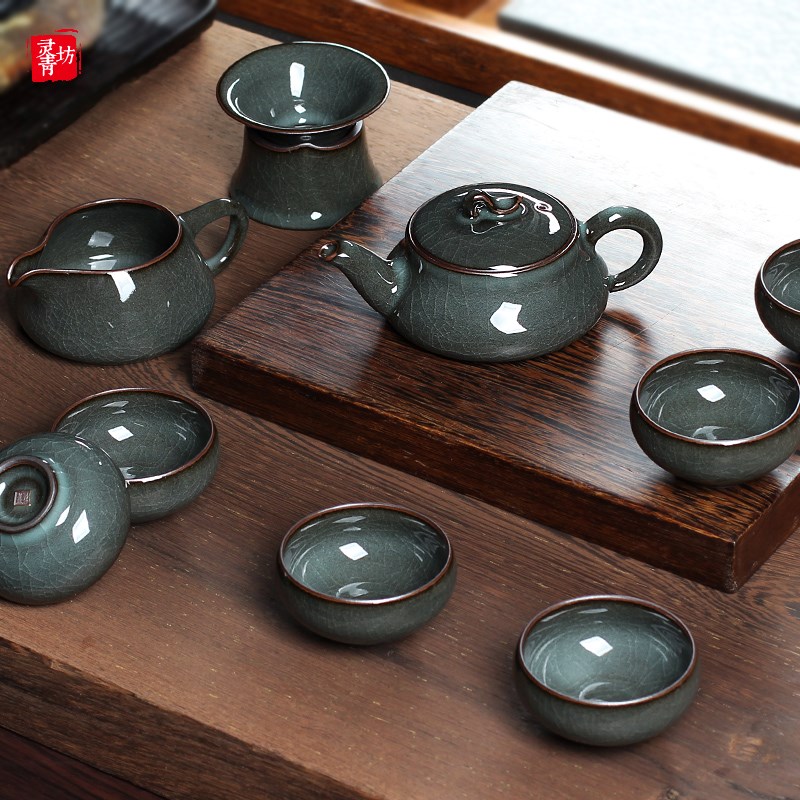 龙泉青瓷整套高档功夫茶具手工哥窑铁胎冰裂茶壶茶杯套装家用陶瓷|msdalam kategori pinggan mangkuk, set teh, Kung Fu teh - dari Buy2taobao.com untuk memberikan perkhidmatan ejen Taobao profesional membeli