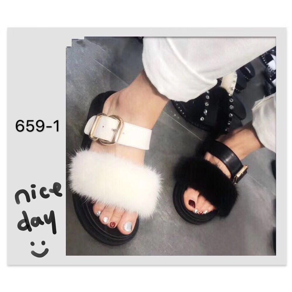 2019 summer new pattern The thickness of the bottom Mink hair Pure skin Dual band European goods Korean Edition Influx of women Drag shoes Yaqiya 659-1in the Women's Shoes, Slippers category - from Buy2taobao.com to provide professional Taobao agent buy service
