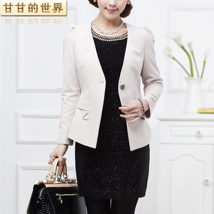  甘甘春装新款女装短外套韩版修身OL女士短款小西装外套女1018