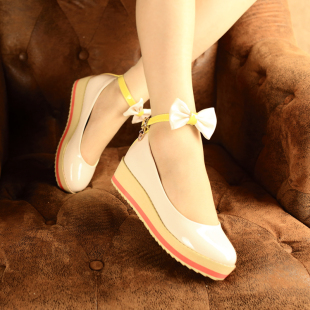  新款单鞋女鞋子低帮鞋松糕鞋春季厚底糖果花朵甜美休闲平底鞋