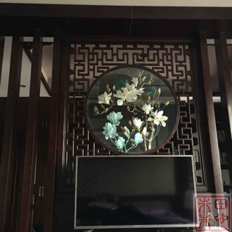 Hand embroidery Real silk Double-sided embroidery circular translucent screen Entrance partition New Chinese style modern Magnolia Lotusin the Home Fabric , Embroidery Kit , Embroidery category - from Buy2taobao.com to provide professional Taobao agent buy service