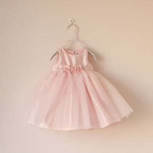  13春装新款儿童宝宝女童装婴幼儿外贸原单礼服裙背心连衣裙粉色