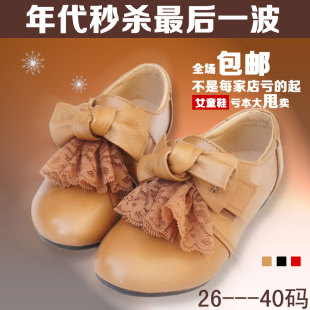  包邮春新款韩版蝴蝶结真皮女童单鞋牛皮儿童皮鞋公主鞋学生鞋