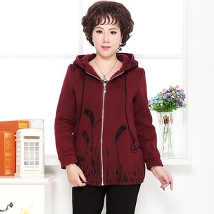 中老年卫衣妈妈装卫衣外套中老年秋冬女卫衣棉