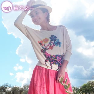  夏装溜肩蕾丝拼接长袖蝙蝠衫t恤 宽松韩版女装镂空亮丝t恤限89659