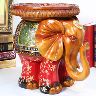  【试用中心官方推荐】愉家大象换鞋凳子欧式客厅家居装饰品摆件