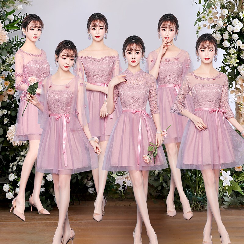 伴娘禮服女2018新款姐妹團閨蜜裝短款裙灰色香槟新娘結婚2019春冬在類目 女裝/女士精品, 婚紗/旗袍/禮服, 禮服/晚裝中 - 來自Buy2taobao.com提供專業的淘寶代購服務