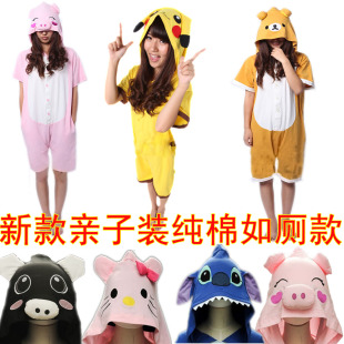  夏儿童连身衣 连体睡衣卡通亲子装 夏装母女父子全家庭装纯棉包邮